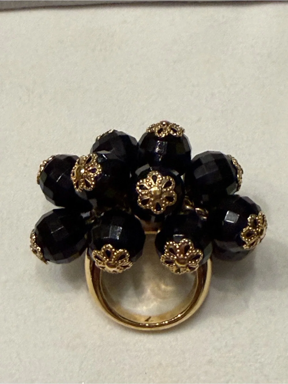 kate spade Black Beaded Cluster Ring with Gold Accents